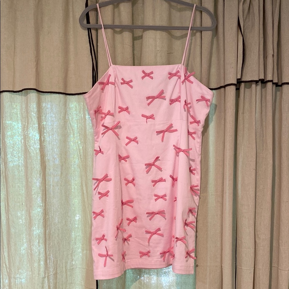 Anthropologie Light Pink Dress with Bow Details Maeve size 14